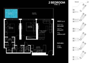 Floor Plans - DIAMONDZ by Danube - 2 Bedroom Type-A