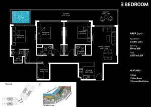 Floor Plans - DIAMONDZ by Danube - 3 Bedroom